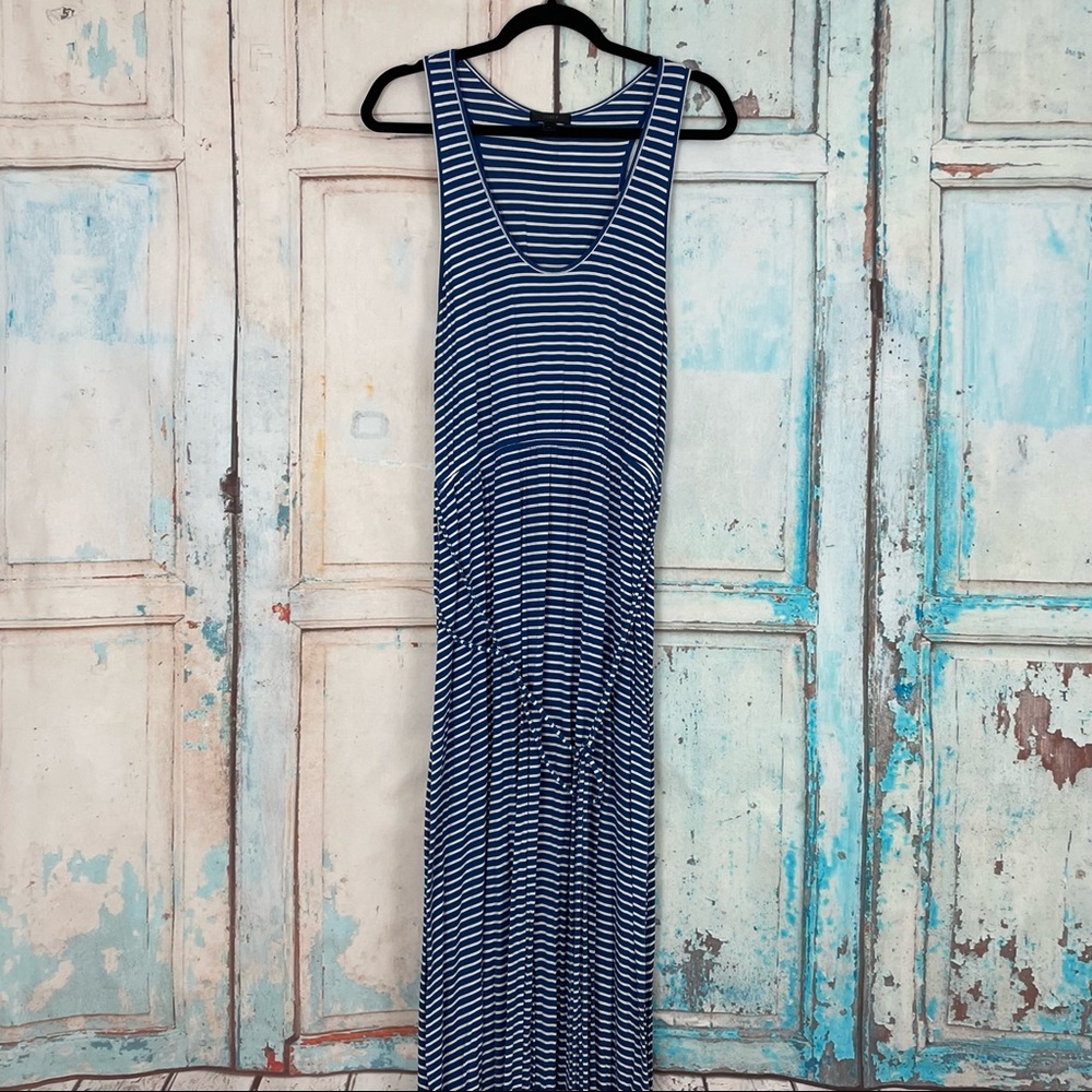 J. Crew Blue and White Striped Maxi Dress Size Medium